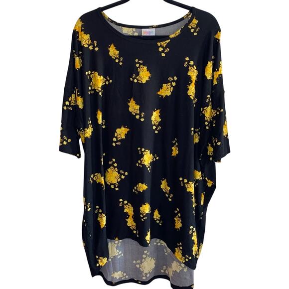 LulaRoe Irma Black & Yellow Patterned Tunic - Picture 1 of 4